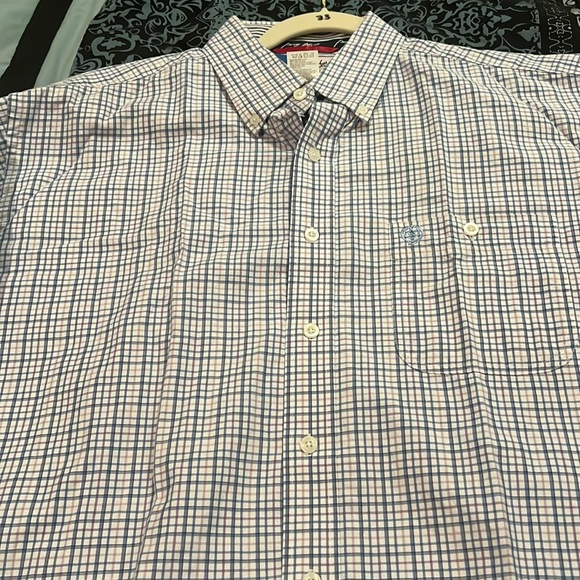 Wrangler George Strait Shirt Men XL White Blue Plaid Button Long Sleeve Western - Picture 2 of 8